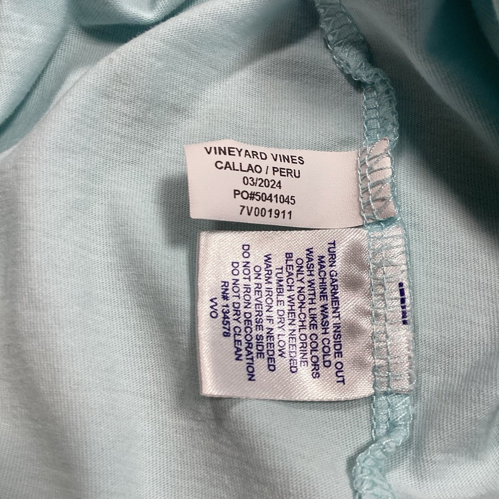 Girls Vineyard Vines Pool Float Flamingos Short Sleeve Pocket Tee- Blue- Size 6 - Picture 5 of 5